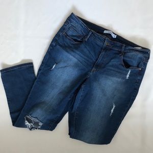 JustFab distressed cropped skinny jeans sz 33